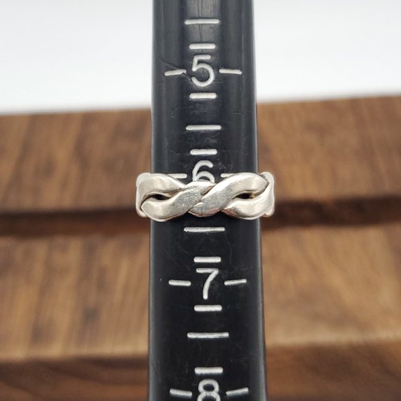 Size 6.25 925 Sterling Silver Cool Thick Solid Woven Ring - Picture 5 of 7